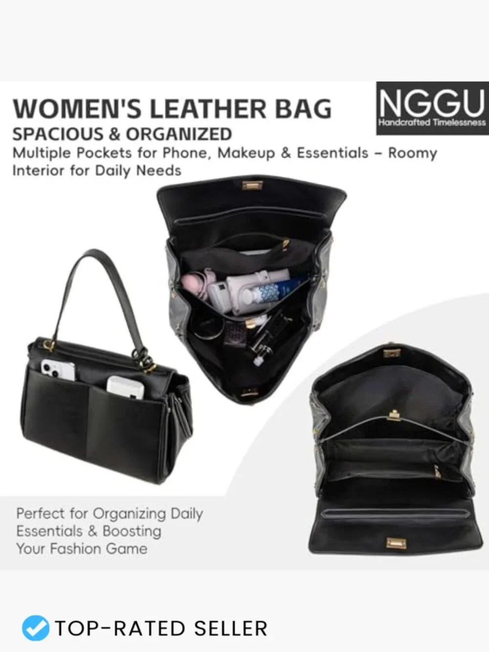 Leather Tote Bag Women Large Satchel Shoulder Handbag Purse Work Travel